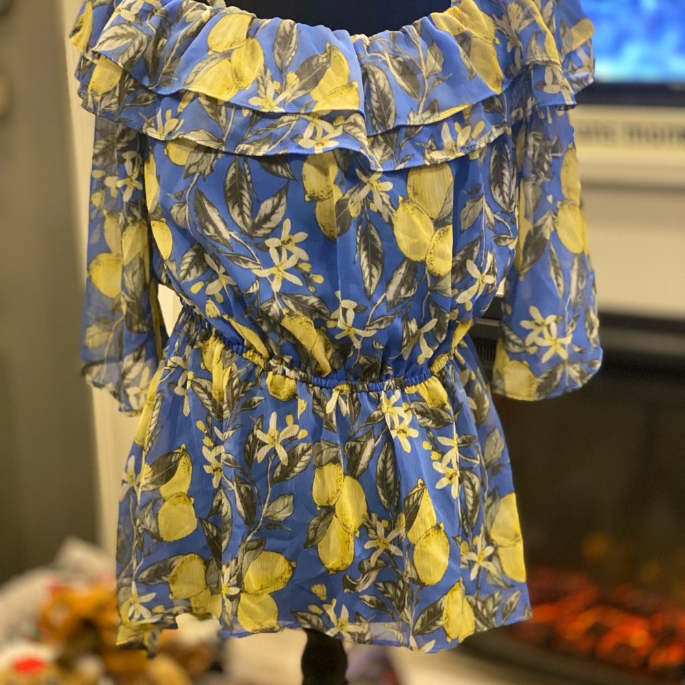 Cato Yellow Gold Ruffled Blouse Relaxed Fit